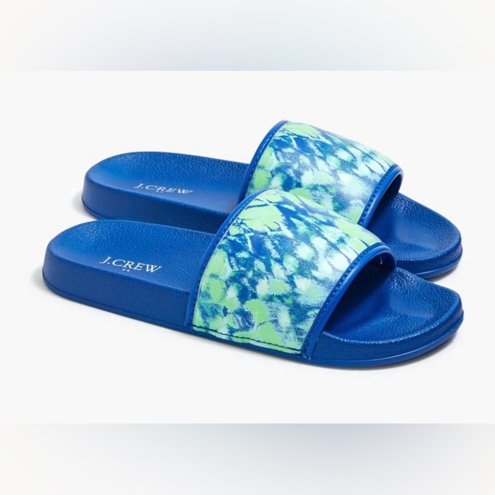 J. Crew Kids Blue Green Toe Dye Slides Water Shoes Summer Sandals 3/4